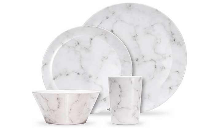 VonShef Marble Effect Melamine Dinner Set