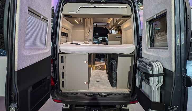 Looking inside the rear of the Hymer Grand Canyon S Crossover