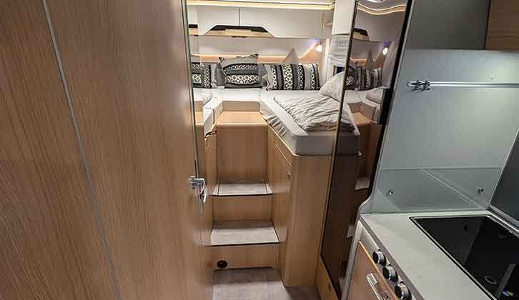 The rear beds in the Hymer T600 Black Line