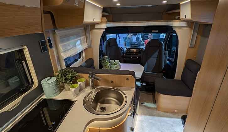 The lounge in the Hymer T600 Black Line