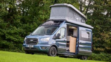 The Bailey Endeavour B65 with pop-top roof up