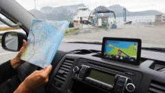 A sat nav in use