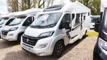 Motorhomes on a forecourt