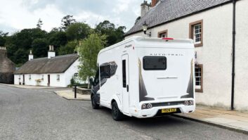 A motorhome parked up in East Scotland