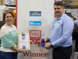 Vantage being presented the Award by Practical Motorhome's Editor, Sarah Wakely