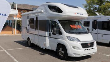 An Adria motorhome on the forecourt