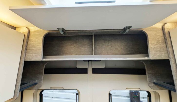 The overhead locker over the rear doors